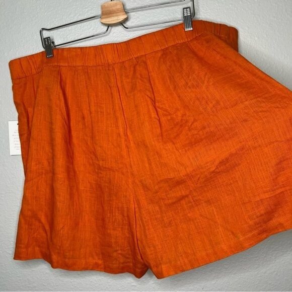 Eloquii Womens Orange Linen-Blend High Waisted Casual Shorts Plus Size 22 - Picture 7 of 14